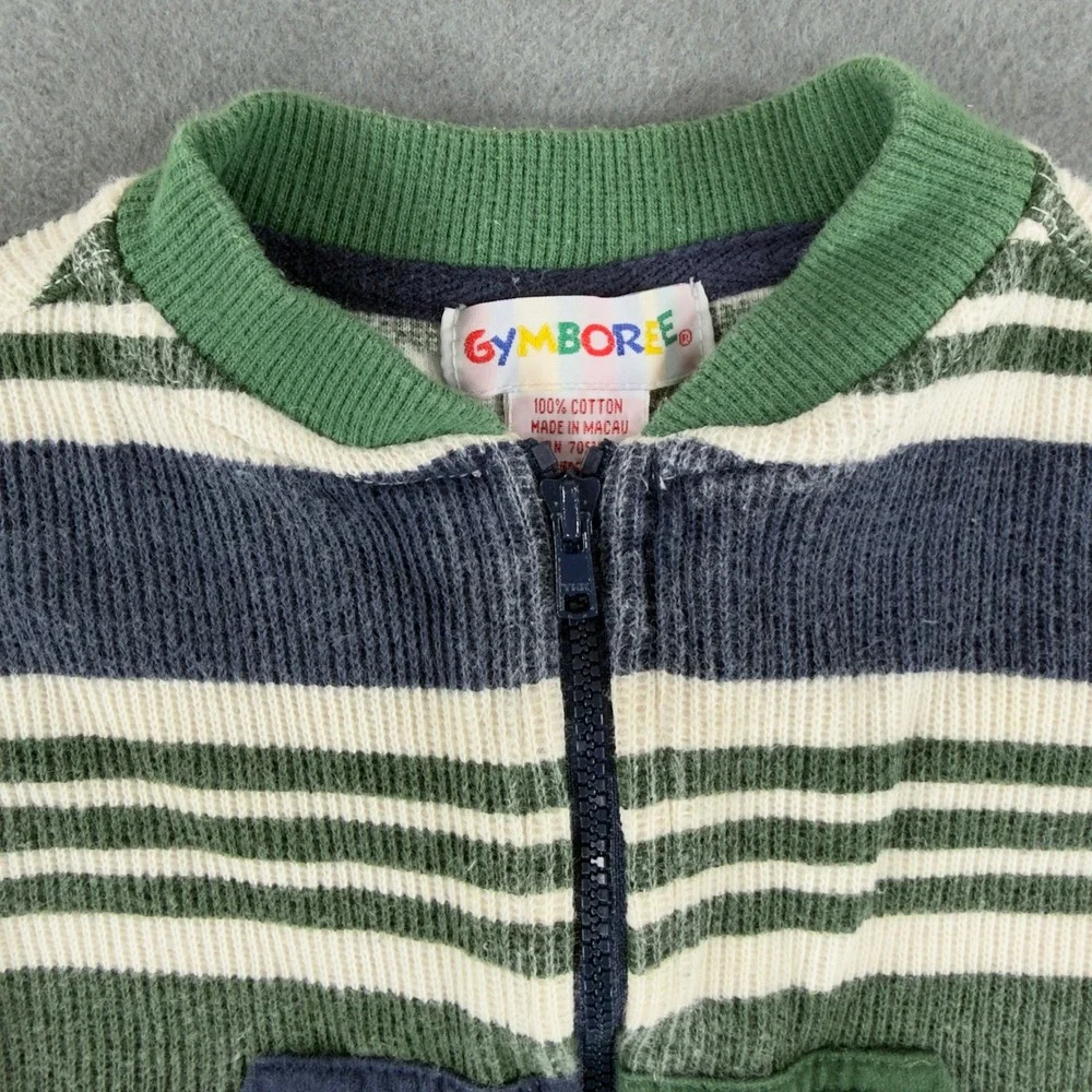 Vintage Gymboree Baby Boys Striped Ribbed Cotton Romper One Piece Small